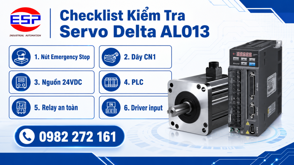 Checklist kiểm tra lỗi AL013 Servo Delta 